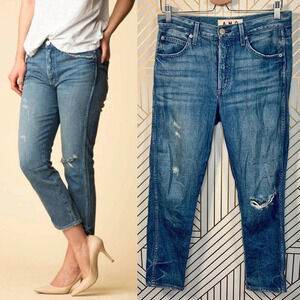 Amo Denim Tomboy Crop Jeans Happy‎ Camper Medium Wash Blue Size 26